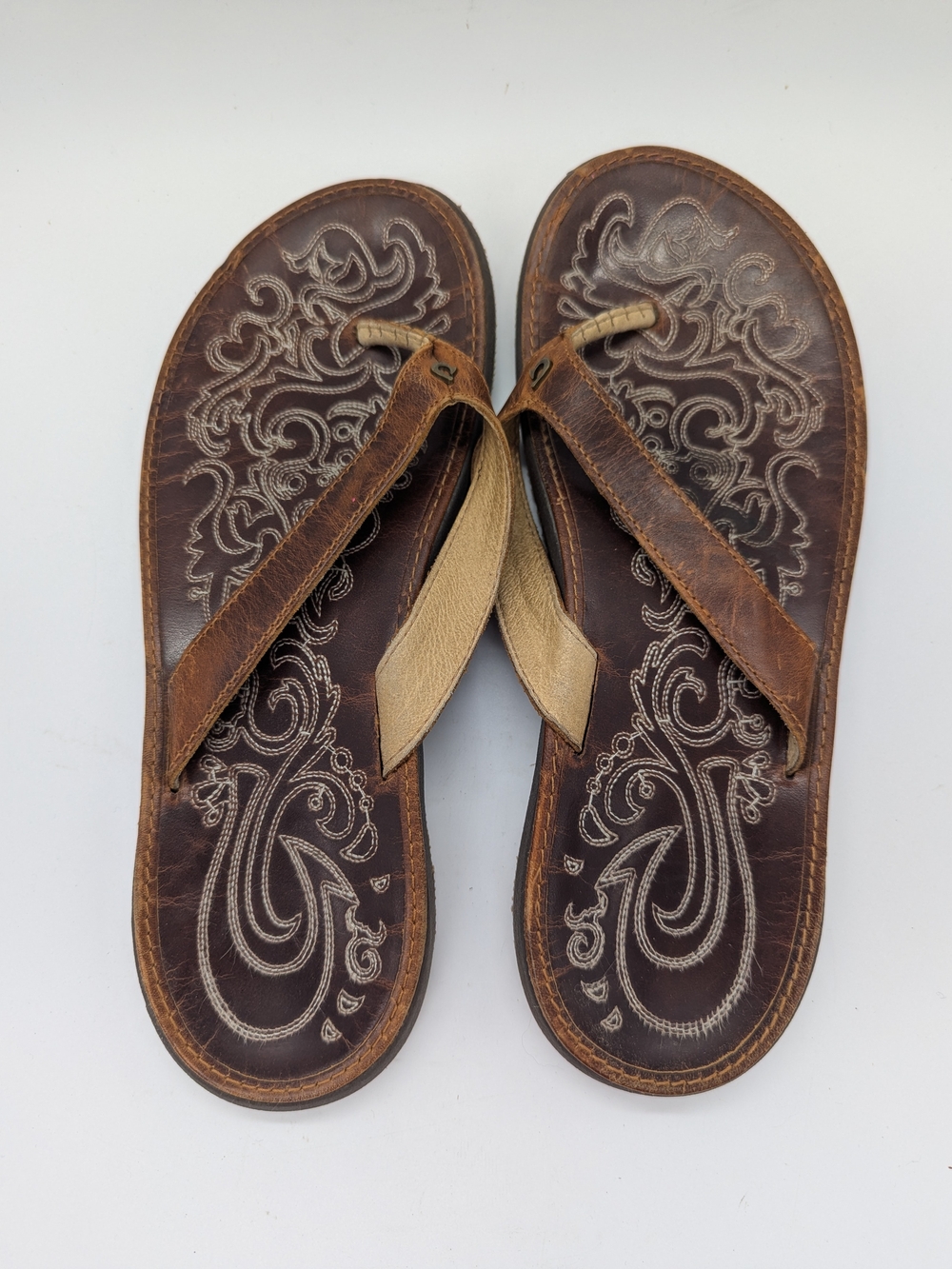 Olukai Women's Paniolo Flip-Flops Size US 9 Natural Boho Beach Resort Minimalist